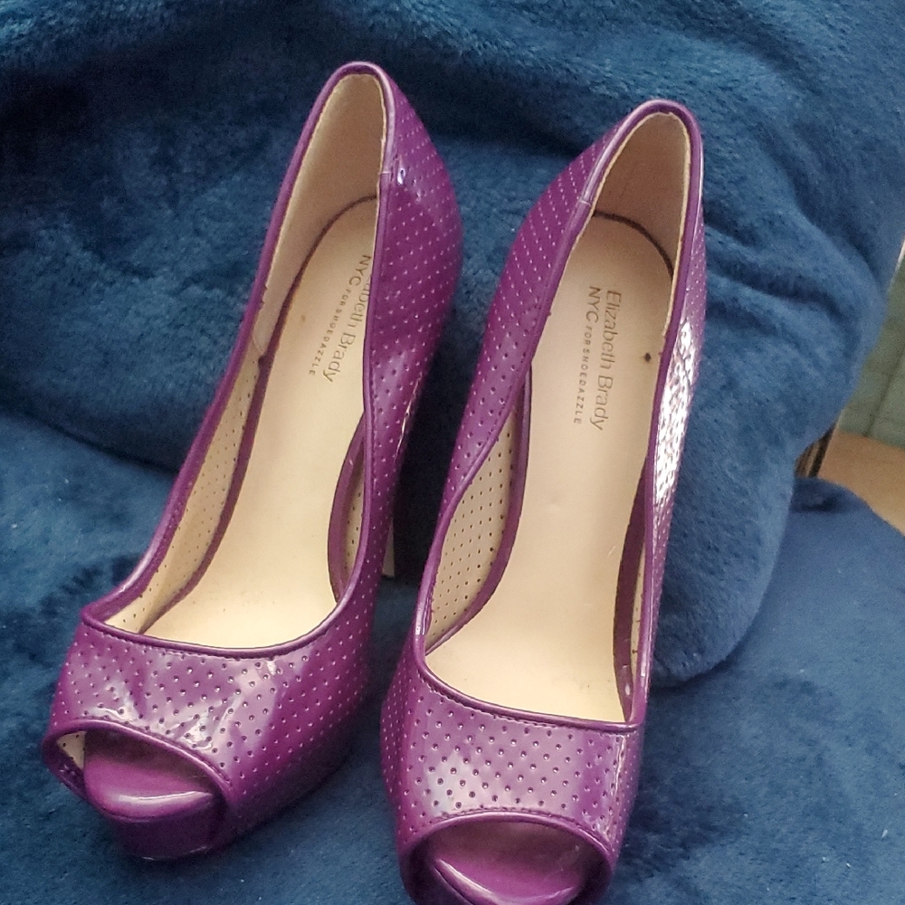 Purple Peep-Toe Heels Elizabeth Brady